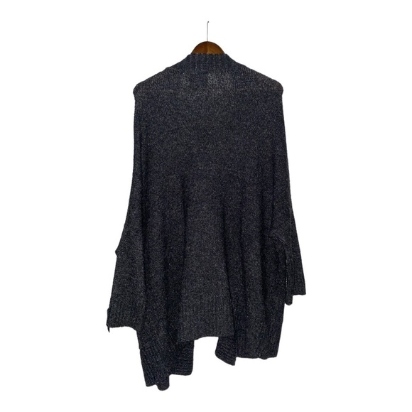 Zara Women Grey Drape Open Front Black Knit Sweater Cardigan Medium - Picture 2 of 8